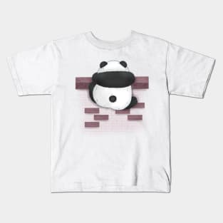 Baby Panda Climbing A Fence Kids T-Shirt